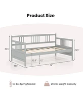 Twin Size Wooden Slats Daybed Bed with Rails