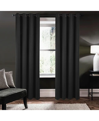 Kate Aurora 1 Piece Black Room Darkening Grommet Top Window Curtain Panel