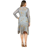 Lara Women's Beaded Midi Dress with Asymmetrical Hem