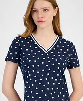 Tommy Hilfiger Women's Island Dot V-Neck Midi Dress
