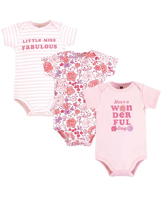 Hudson Baby Girls Cotton Bodysuits, Wonderful Floral, 9-12 Months