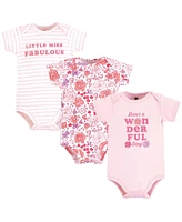 Hudson Baby Girls Cotton Bodysuits, Wonderful Floral, 9-12 Months