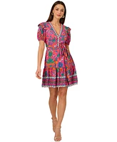 Adrianna by Adrianna Papell Women's Printed Puff-Sleeve Mini Dress