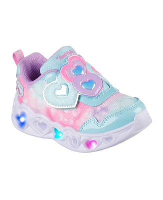 Skechers Toddler Girls Heart Lights - Lovin Reflection Light-Up Fastening Strap Casual Sneakers from Finish Line