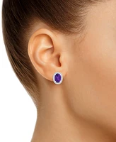 Blue Topaz (2 ct. t.w.) & Created White Sapphire (1/5 Stud Earrings 10k Gold