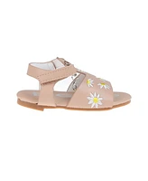 Bebe Toddler Girls Denim and Embroidered Flowers Sandals