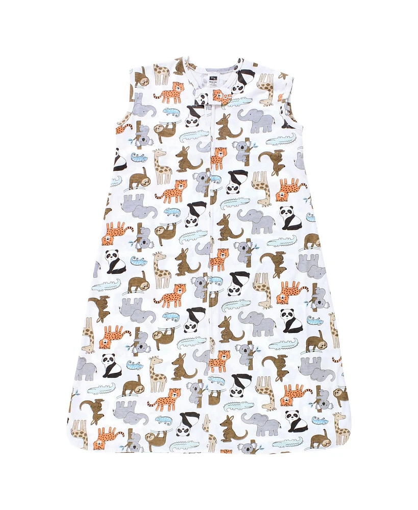 Hudson Baby Boys Cotton Sleeveless Wearable Sleeping Bag, Sack, Blanket, Zoo Animals