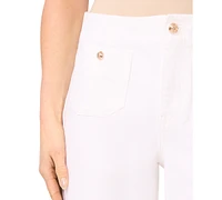 CeCe Women's High-Rise Straight-Leg Patch-Pocket Pants