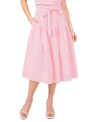 CeCe Women's Gingham Belted Midi Skirt