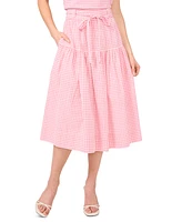 CeCe Women's Gingham Belted Midi Skirt