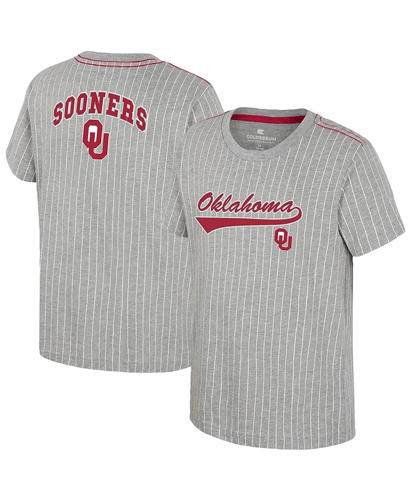 Colosseum Big Boys and Girls Heather Gray Oklahoma Sooners Airball Baseball T-Shirt