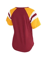 Starter Women's Burgundy Washington Commanders Game On Notch Neck Raglan T-Shirt