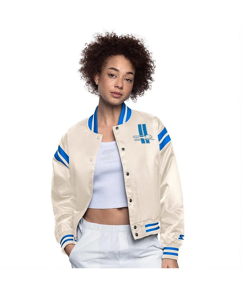 Starter Women's Cream Detroit Lions Full Count Full-Snap Satin Jacket