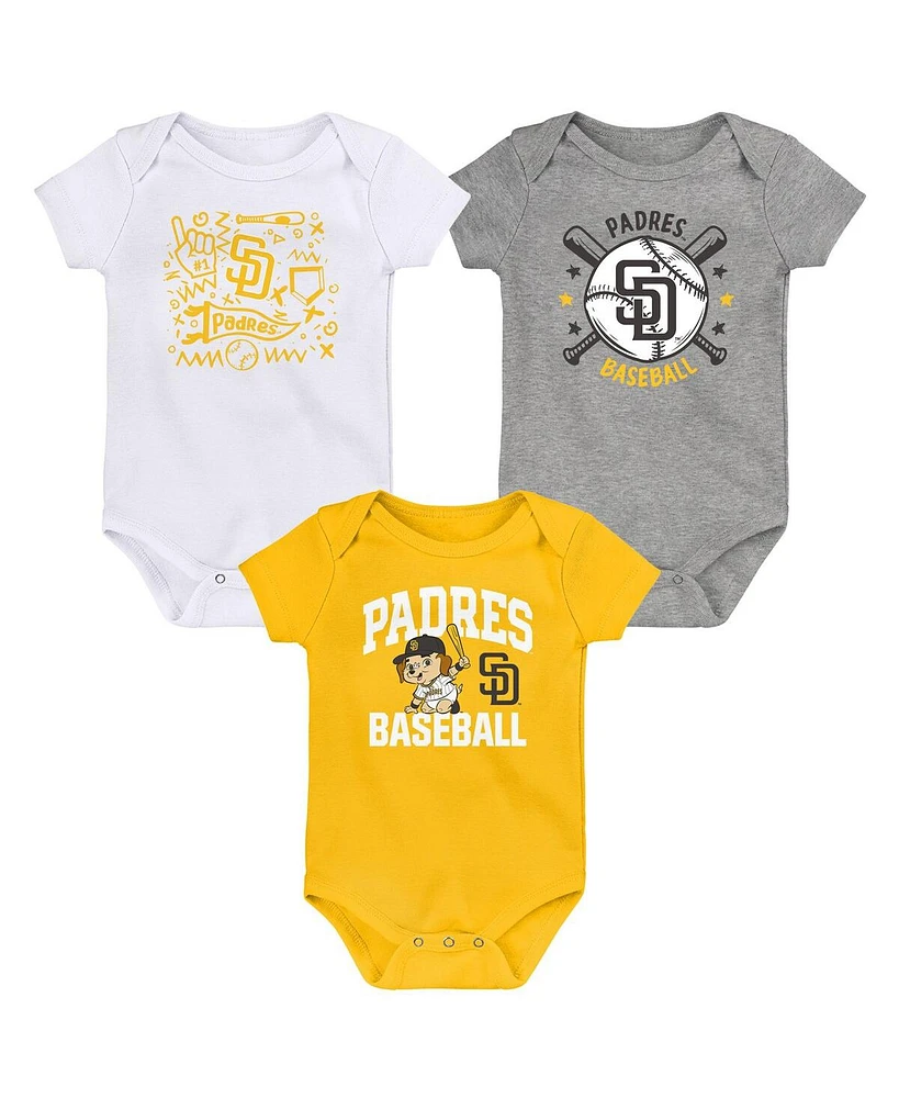 Outerstuff Newborn San Diego Padres Batter Up Bodysuit 3-Pack