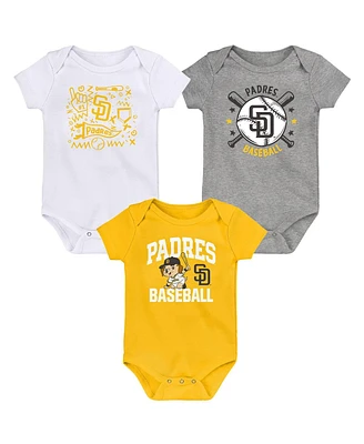 Outerstuff Newborn San Diego Padres Batter Up Bodysuit 3-Pack