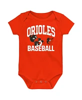 Outerstuff Newborn Baltimore Orioles Batter Up Bodysuit 3-Pack