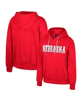 Colosseum Women's Scarlet Nebraska Huskers Reflection Rhinestone Drawcord Pullover Hoodie
