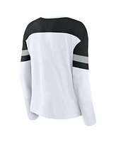 Fanatics Women's White/Black Los Angeles Kings Frozen Long Sleeve Notch Neck T-Shirt