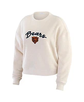 Wear by Erin Andrews Women's Oatmeal Chicago Bears Plus Rib-Knit Long Sleeve T-Shirt and Pants Lounge Set