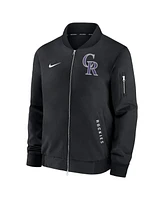 Nike Men's Black Colorado Rockies Authentic Collection Dugout Full-Zip Bomber Jacket