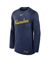 Nike Men's Navy Milwaukee Brewers Authentic Collection Game Time Raglan Performance Long Sleeve T-Shirt
