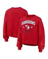 Nike Women's Red Cleveland Guardians Oversized Long Sleeve Cropped Pullover Sweatshirt