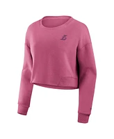 Fanatics Women's Pink Los Angeles Lakers Studio Premium Cropped Pullover Sweatshirt