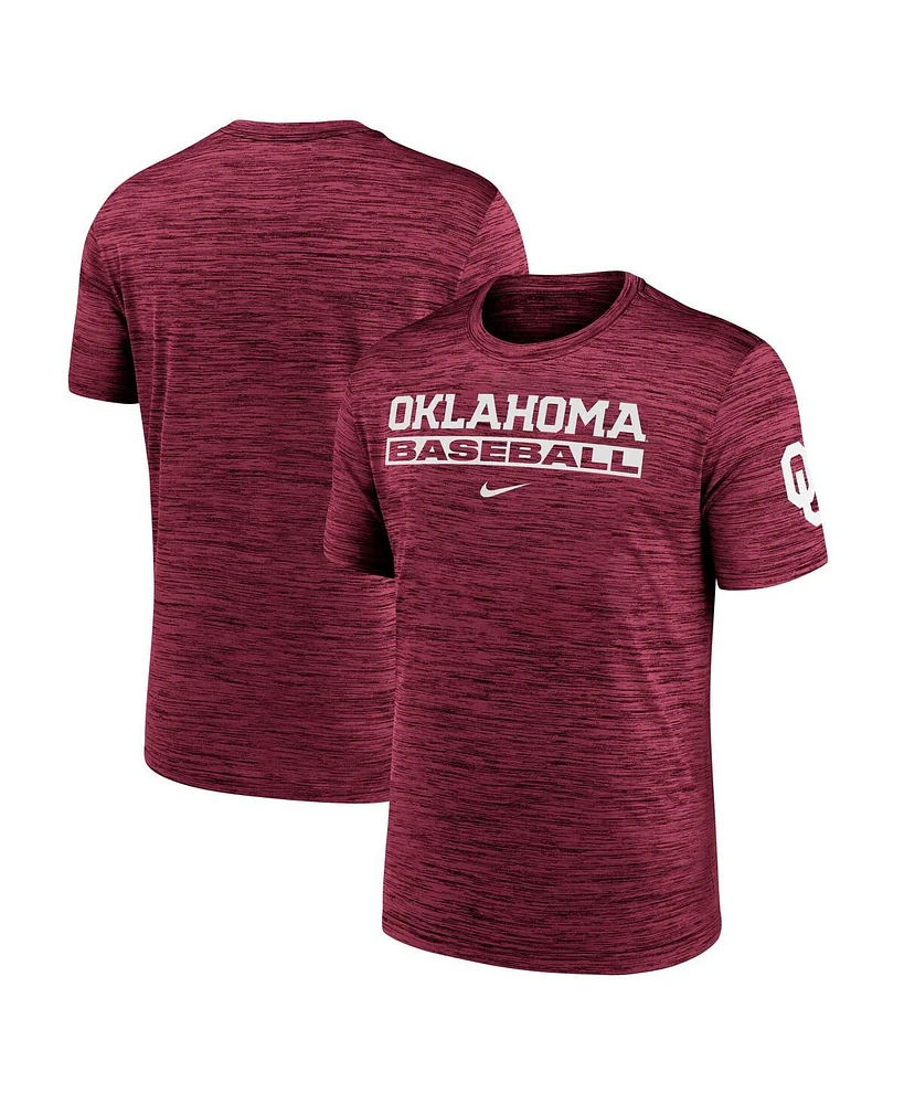 Nike Men's Crimson Oklahoma Sooners Velocity Baseball Wordmark Stack Performance T-Shirt