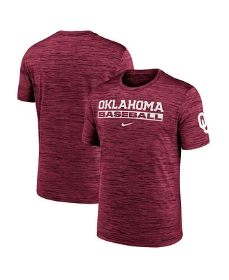 Nike Men's Crimson Oklahoma Sooners Velocity Baseball Wordmark Stack Performance T-Shirt