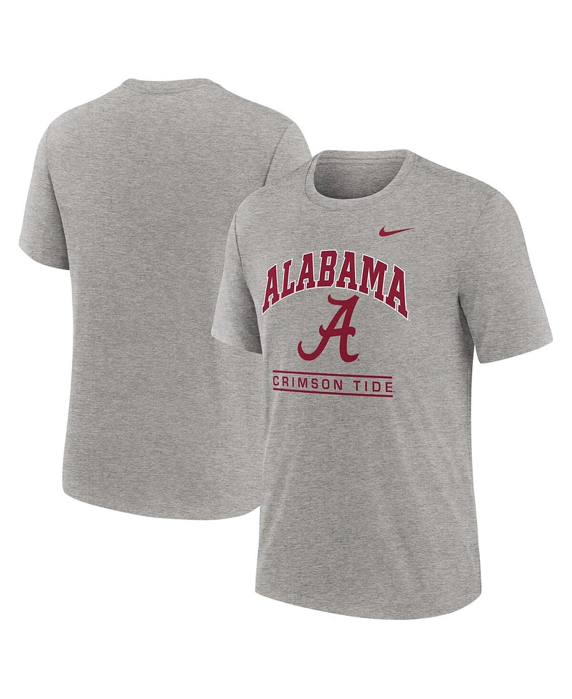 Nike Men's Heather Gray Alabama Crimson Tide Arch Over Logo Tri-Blend T-Shirt