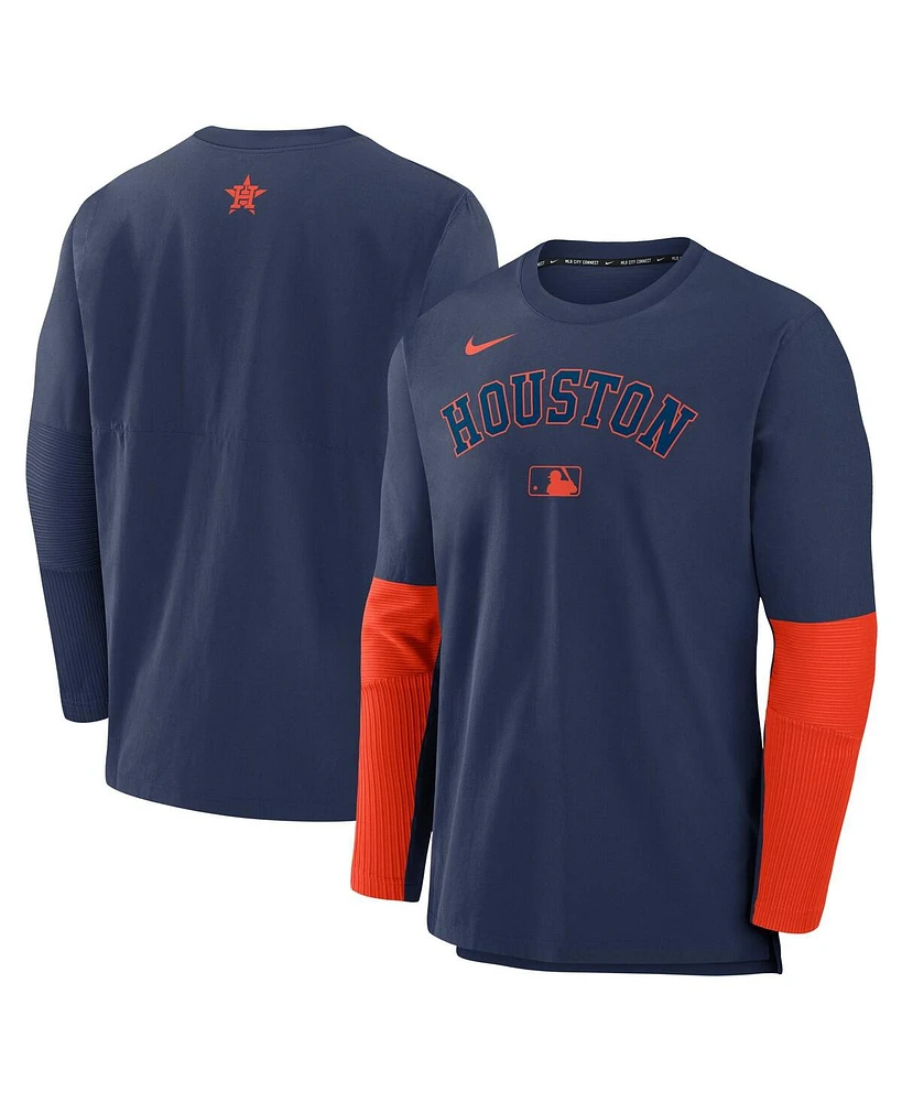 Nike Men's Navy/Orange Houston Astros Authentic Collection Player Lightweight Performance Long Sleeve Top