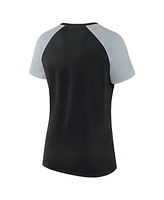 Fanatics Women's Black/Silver Las Vegas Raiders Glittered Primary Raglan T-Shirt