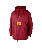 Nike Men's Red Miami Heat Courtside Premium Club Anorak Quarter-Zip Pullover Hoodie