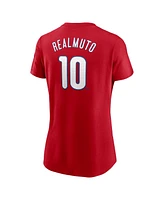 Nike Women's J.t. Realmuto Red Philadelphia Phillies Fuse Name Number T-Shirt
