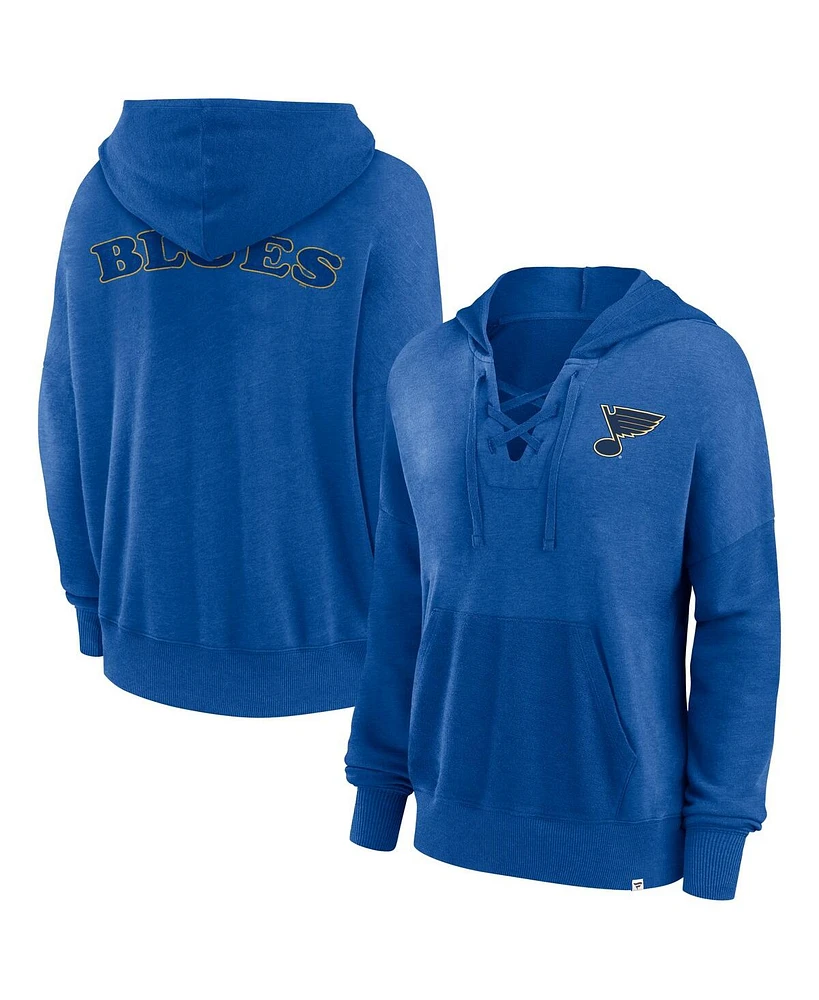 Fanatics Women's Blue St. Louis Blues Breakout Lace-Up Pullover Hoodie