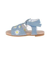 Bebe Toddler Girls Denim and Embroidered Flowers Sandals