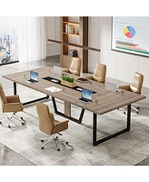 Tribesigns 94.5-Inch Conference Table for 10 People, Industrial 8 Ft Meeting Table with Two Grommets, Rectangular Podcast Training Table for Home Offi