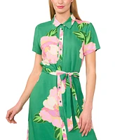 CeCe Women's Floral Print Button-Front Midi Shirtdress