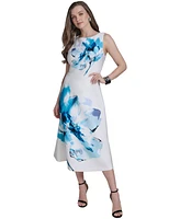 Halston Women's Floral-Print Fit & Flare Dress