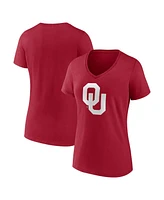 Fanatics Women's Crimson Oklahoma Sooners Primary Logo V-Neck T-Shirt