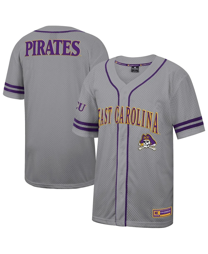 Colosseum Men's Gray Ecu Pirates Free Spirited Baseball Jersey