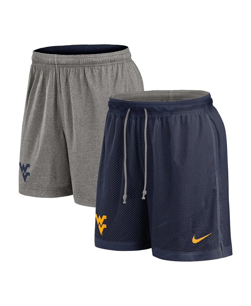Nike Men's Navy/Heather Gray West Virginia Mountaineers Player Reversible Shorts