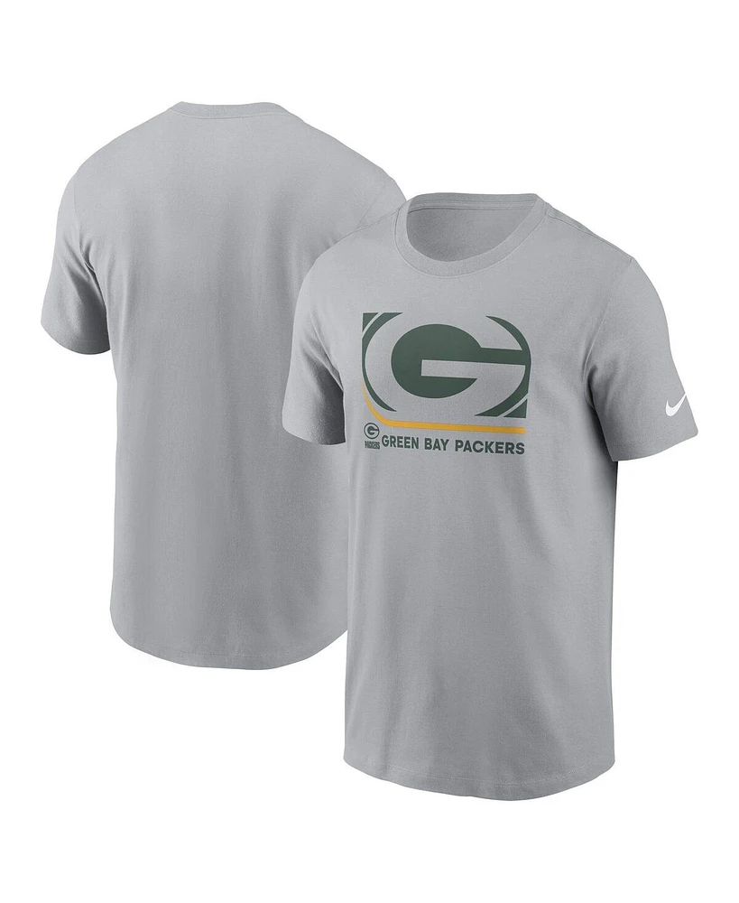 Nike Men's Gray Green Bay Packers Lockup Essential T-Shirt