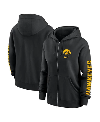 Nike Women's Black Iowa Hawkeyes Oversize Lockup Phoenix Full-Zip Hoodie Jacket