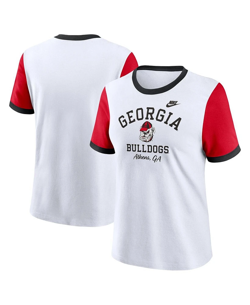 Nike Women's White Georgia Bulldogs Legacy Fundamental Expression Tri-Blend T-Shirt