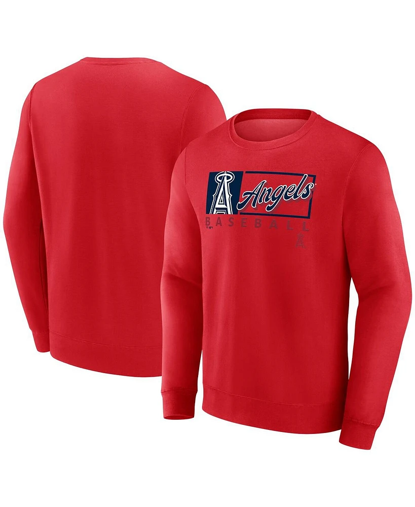 Fanatics Men's Red Los Angeles Angels Focus Fleece Pullover Sweatshirt