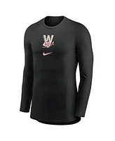 Nike Men's Black Washington Nationals City Connect Base Layer Raglan Long Sleeve Performance T-Shirt