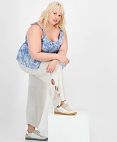 And Now This Trendy Plus Tied-Hem Linen Pants, Exclusively at Macy's