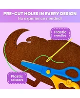 Quokka Kids Crafts Ages 4-8 Diy Beginner Needle and Thread Kit - 12 Sewing Basic