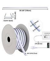DELight 50FT Rgb Led Strip Neon Rope Lights App Control w/ 10Pcs Pvc Channel